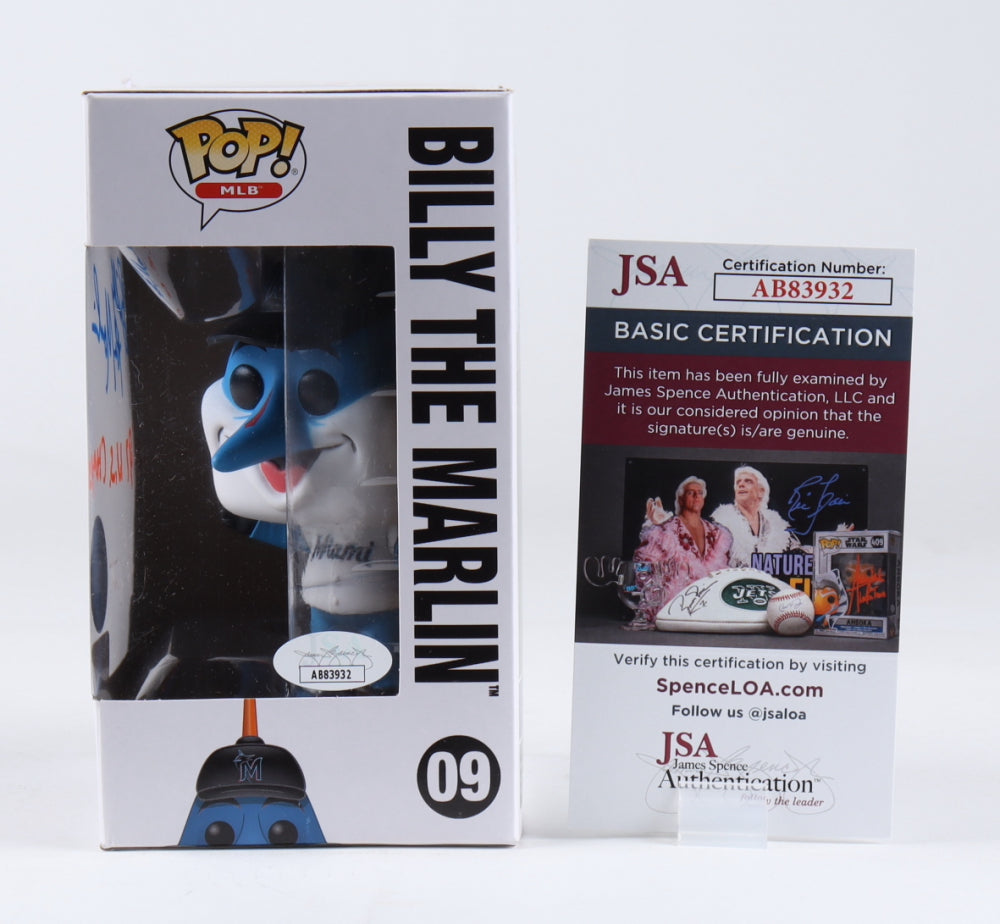 John Routh Signed (JSA) Marlins #09 Billy the Marlin Funko Pop! Vinyl Figure Inscribed "Billy The Marlin" & "'97 W.S. Champs" - Performer