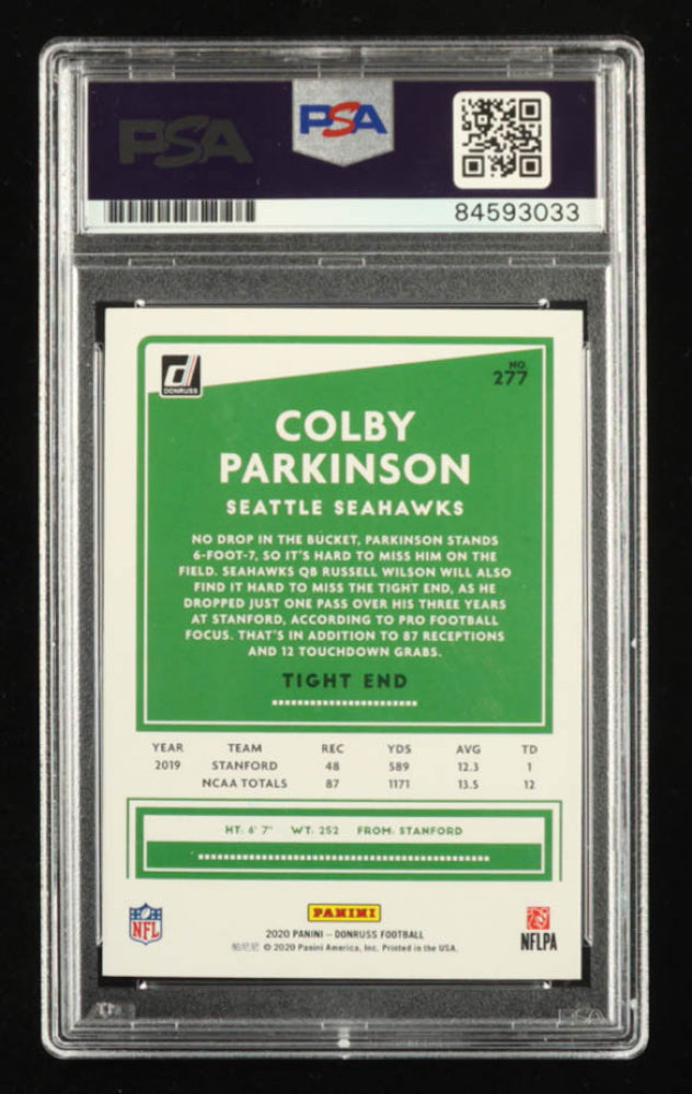 Colby Parkinson Signed 2020 Donruss #277 RC (PSA) Rookie Card