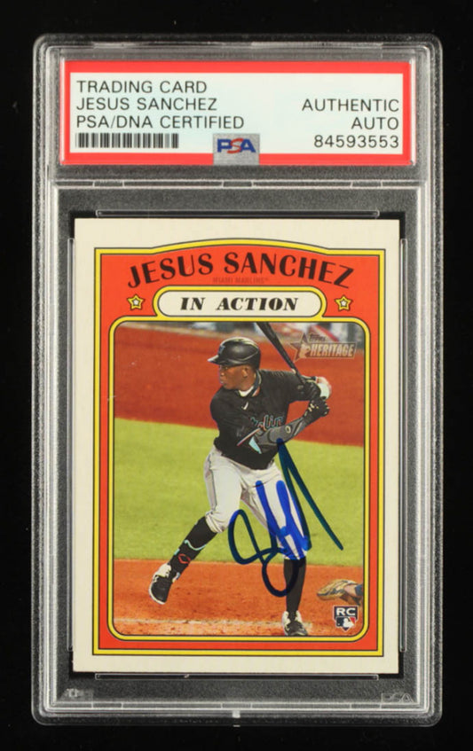 Jesus Sanchez Signed 2021 Topps Heritage #312 IA RC (PSA) - Rookie Card