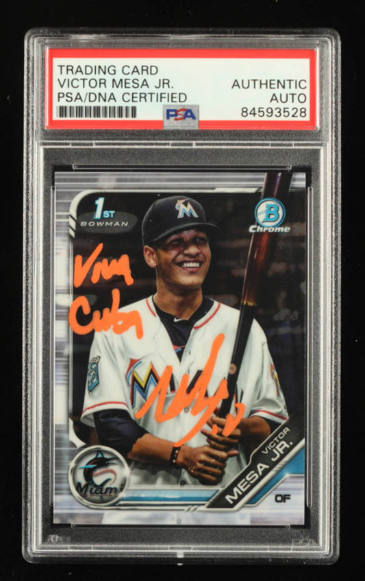 Victor Mesa Jr. Signed 2019 Bowman Chrome Prospects #BCP104 RC Inscribed "Viva Cuba" (PSA) - Rookie Card