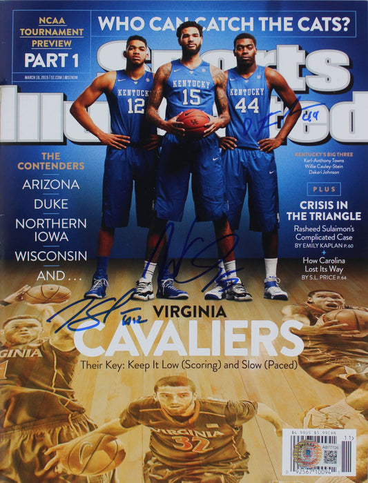 Karl Anthony-Towns, Willie Cauley-Stein & Dakari Johnson Signed 2015 "Sports Illustrated" Magazine (Beckett)