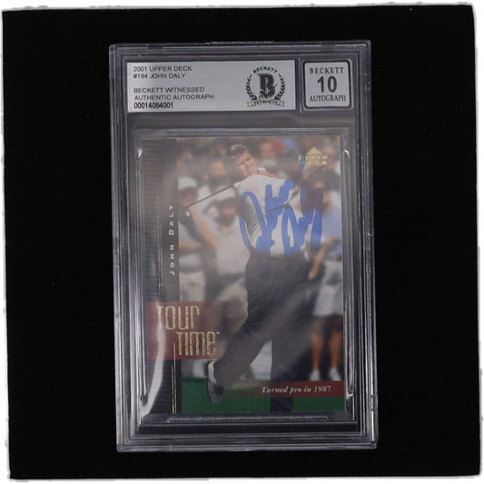 John Daly Signed 2001 Upper Deck #194 TT - Autograph Graded Beckett (BGS) 10 - Beckett Witnessed