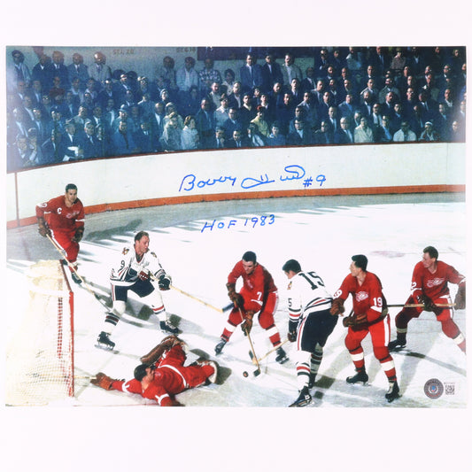 Bobby Hull Signed (Beckett) Blackhawks 11x14 Photo Inscribed "HOF 1983"