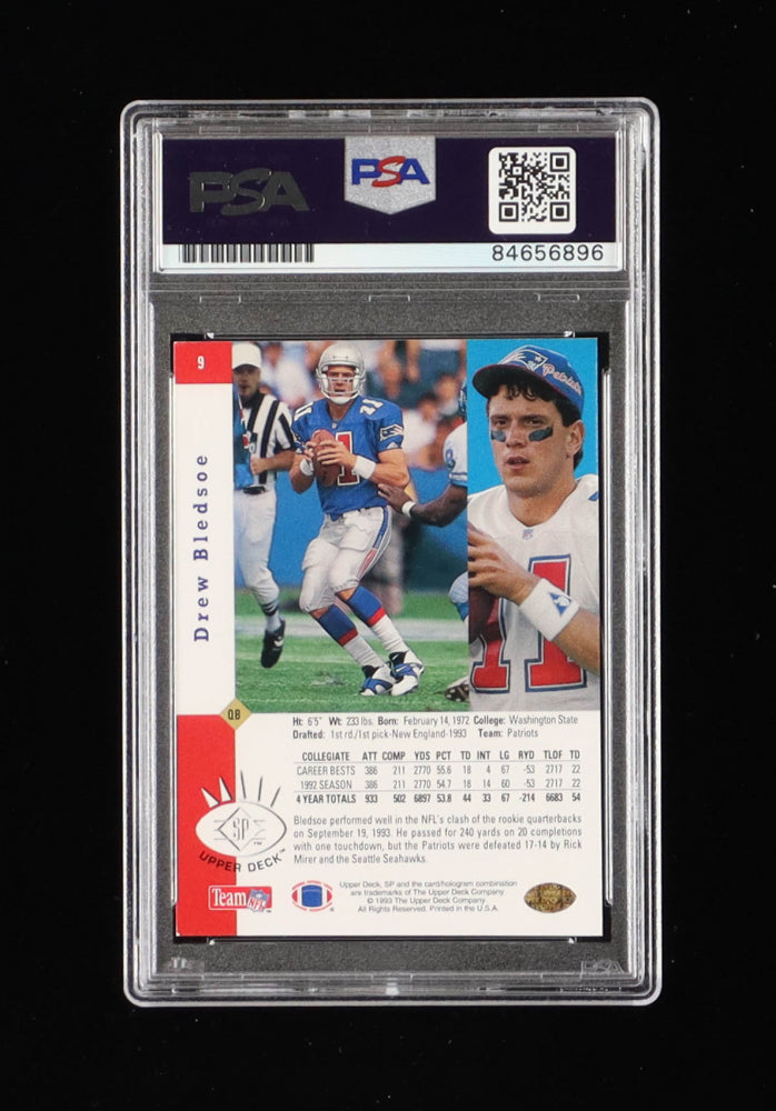 Drew Bledsoe Signed 1993 SP #9 RC (PSA) Rookie Card