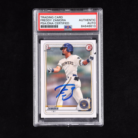 Freddy Zamora Signed 2020 Bowman Draft #BD46 RC (PSA) - Rookie Card