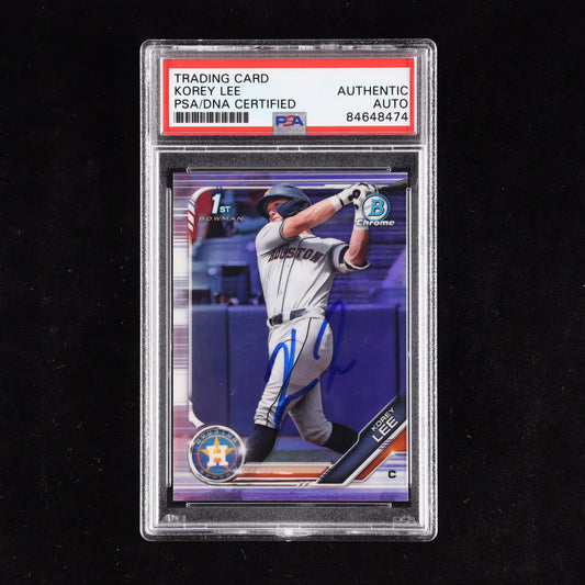 Korey Lee Signed 2019 Bowman Chrome Draft Refractors #BDC140 (PSA) - Rookie Card