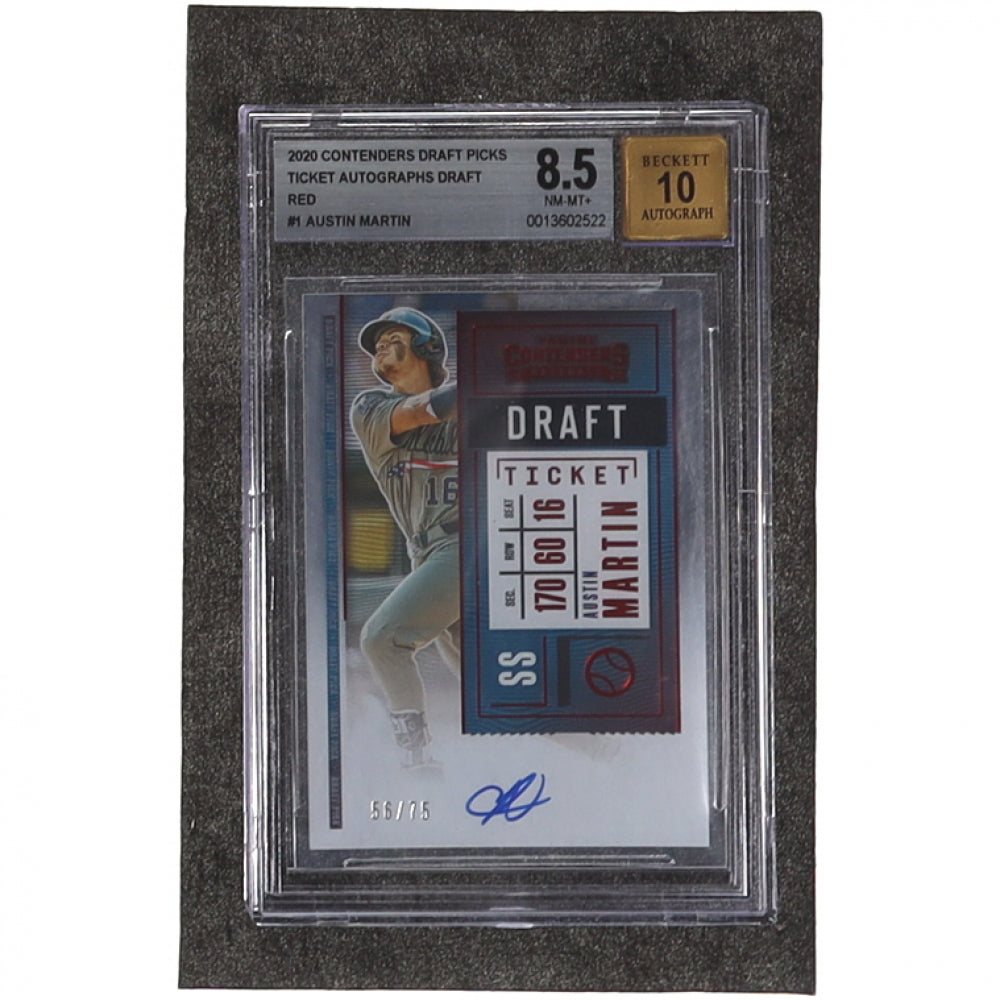 Austin Martin 2020 Panini Contenders Draft Pick Ticket Autographs Draft Red #1 - #56/75 RC (BGS 8.5) - Autograph Graded (BGS) 10 - Rookie Card