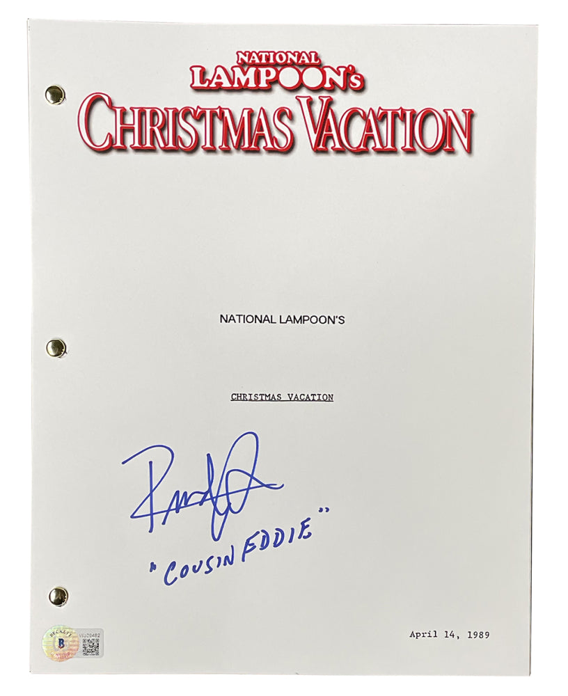 Randy Quaid Signed (Beckett) "National Lampoon's Christmas Vacation" Movie Script Inscribed "Cousin Eddie" - Beckett Witnessed