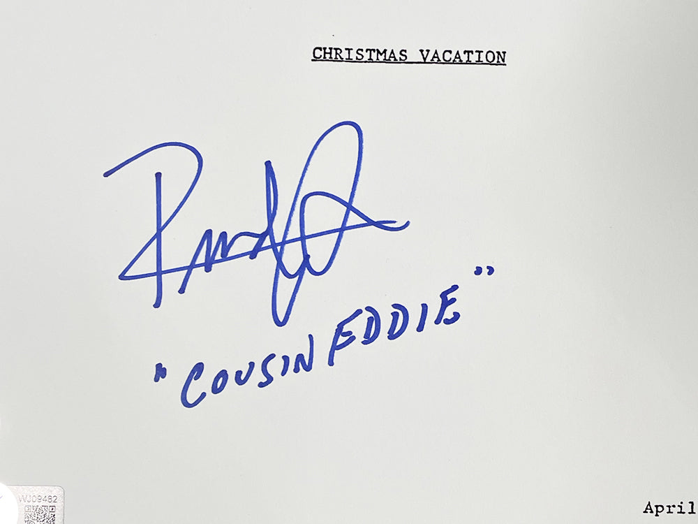 Randy Quaid Signed (Beckett) "National Lampoon's Christmas Vacation" Movie Script Inscribed "Cousin Eddie" - Beckett Witnessed