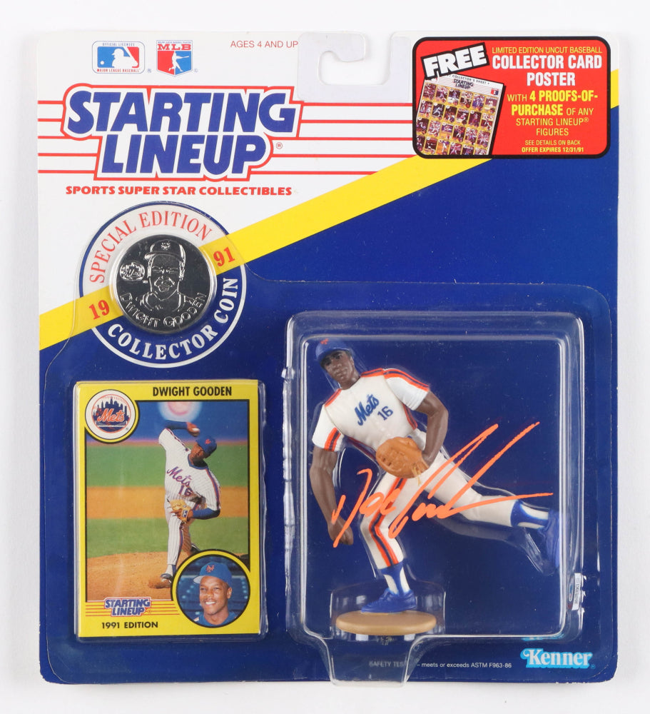 Dwight Gooden Signed (Beckett) Starting Lineup Action Figure with Trading Card & Collectors Coin -  Beckett Witnessed