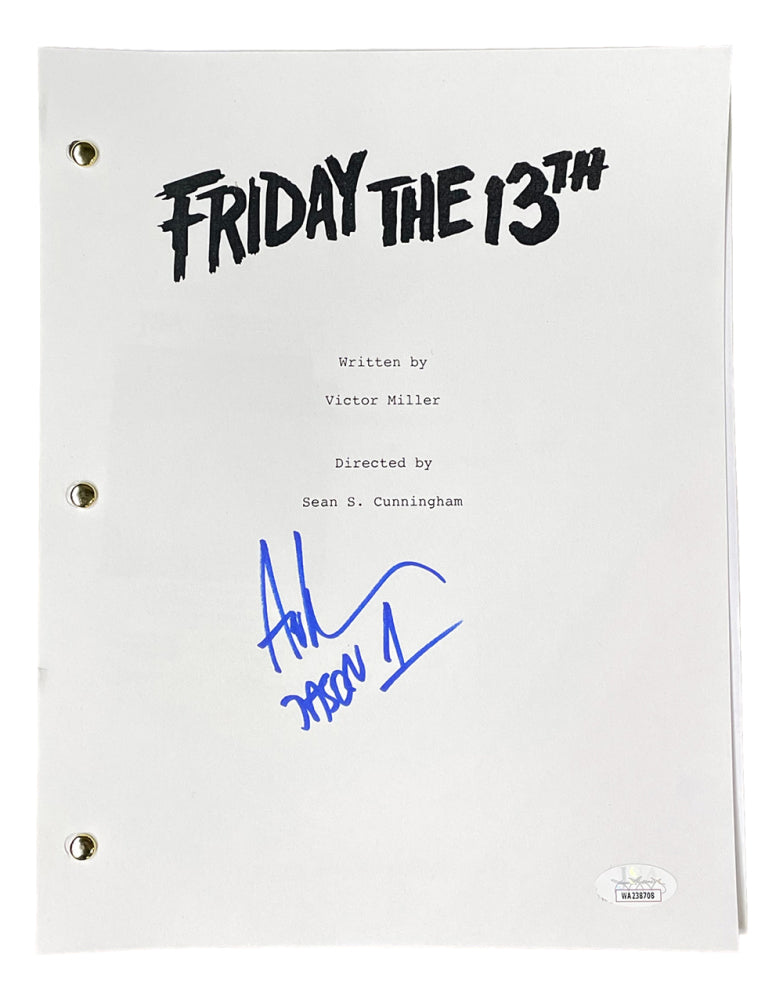 Ari Lehman Signed (JSA) "Friday the 13th" Movie Script Inscribed "Jason 1" - JSA Witnessed