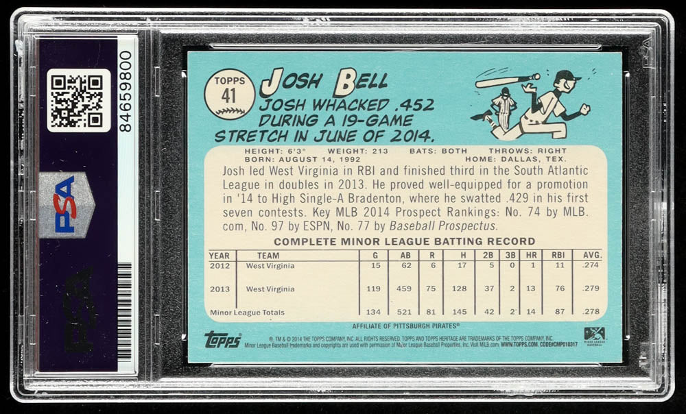 Josh Bell Signed 2014 Topps Heritage Minors #41 RC (PSA) - Rookie Card