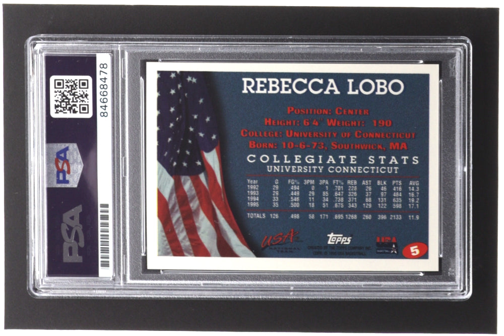 Rebecca Lobo Signed 1996 Topps USA Women's National Team #5 (PSA)