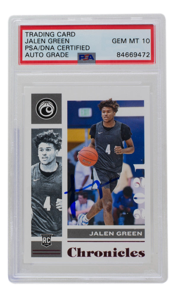 Jalen Green Signed 2021-22 Panini Chronicles Draft Picks #4 RC (PSA Auto 10)  -  Rookie Card