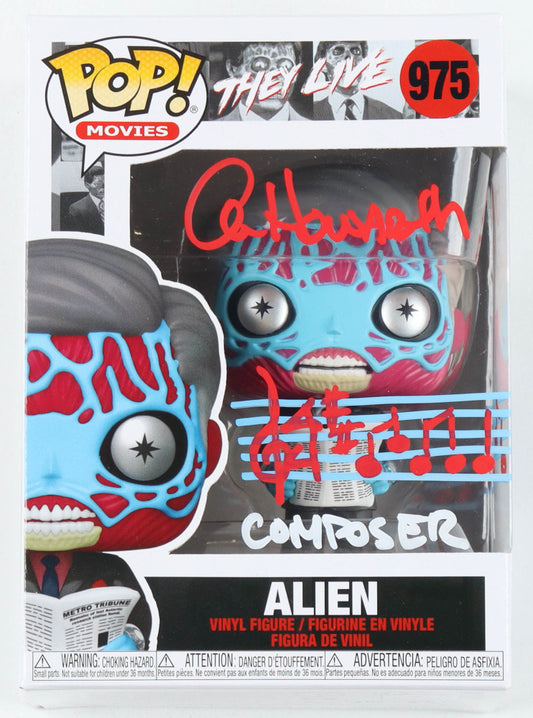 Alan Howarth Signed "They Live" #975 Alien Funko Pop! Vinyl Figure with Sketch Inscribed "Composer" & "OBEY" (Beckett)