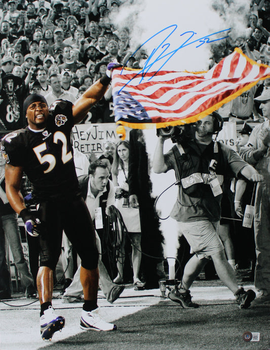 Ray Lewis Signed Ravens 16x20 Photo (Beckett)