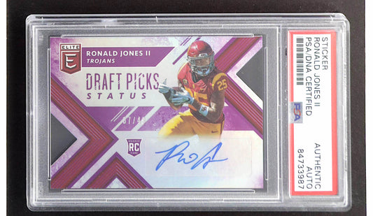 Ronald Jones II 2018 Elite Draft Picks Draft Picks Autographs Status Die Cut Purple #113 RC #37/49 (PSA)  - Rookie Card