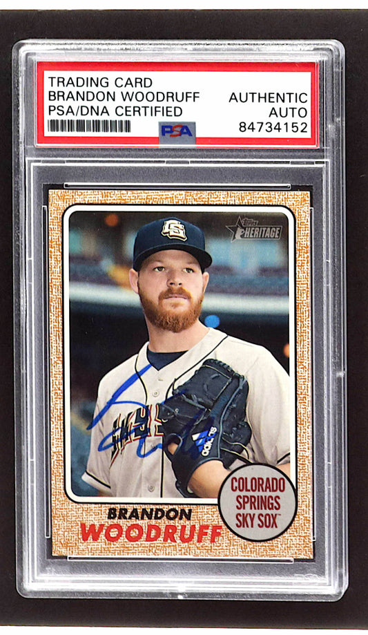 Brandon Woodruff Signed 2017 Topps Heritage Minors #169 RC (PSA) - Rookie Card