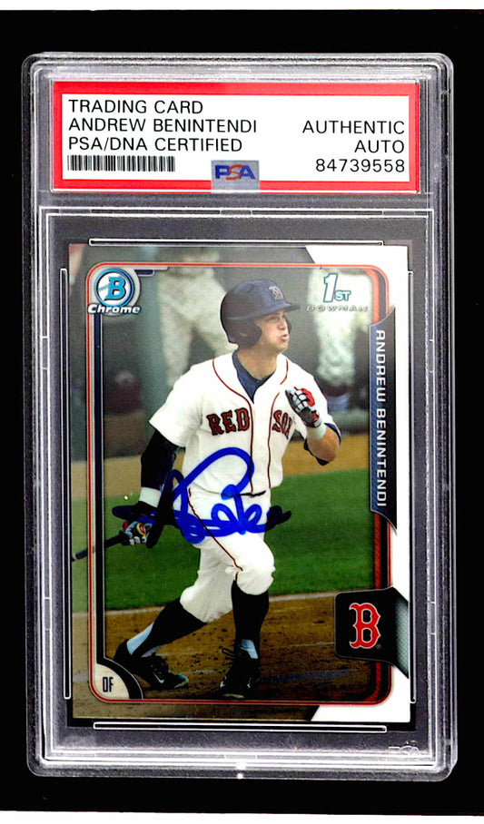 Andrew Benintendi Signed 2015 Bowman Chrome Draft #182 RC (PSA)  -  Rookie Card