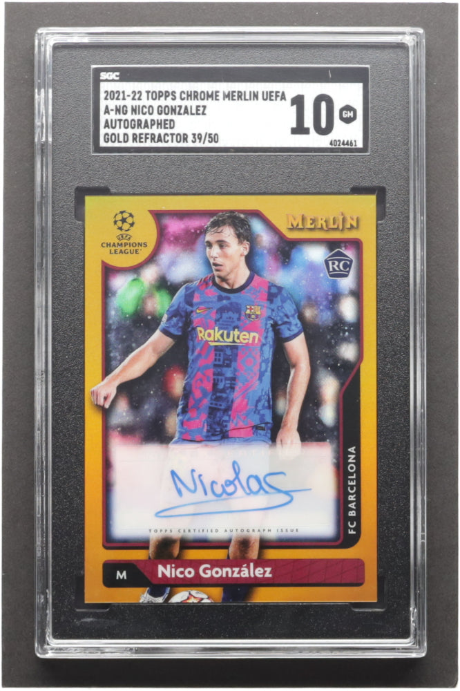 Nico Gonzalez 2021-22 Merlin UEFA Champions League Autographs RC Gold Refractors #ANG #39/50 (SGC 10) - Rookie Card