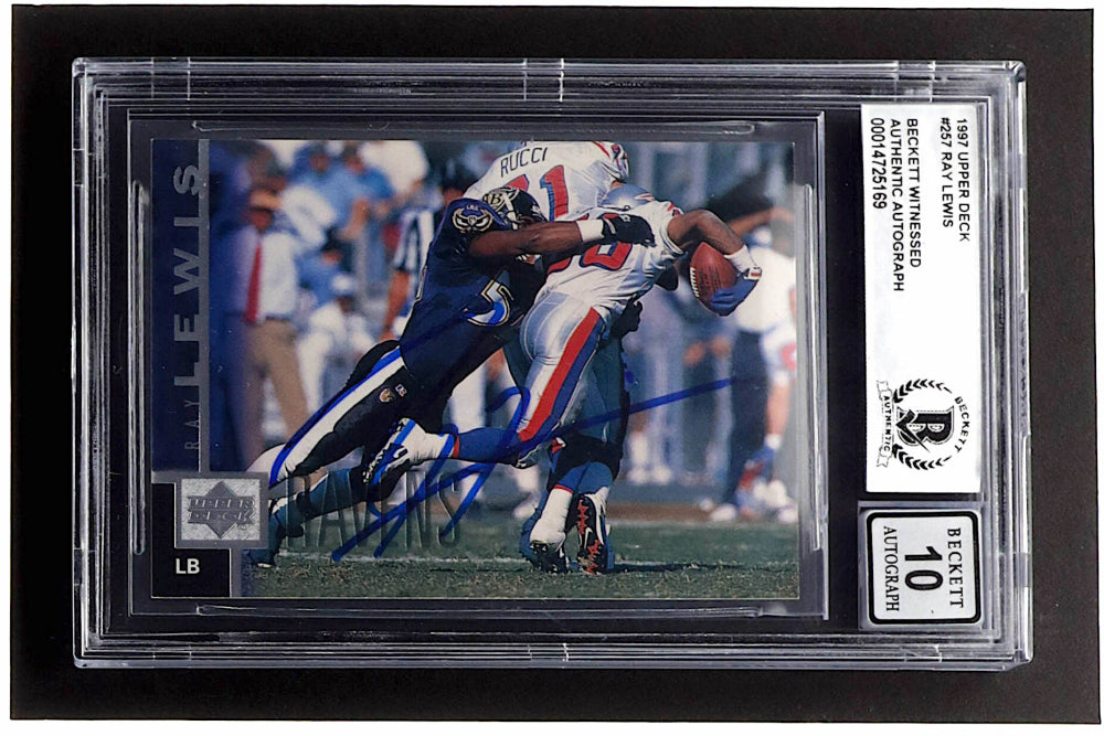 Ray Lewis Signed 1997 Upper Deck #257 (BGS) - Beckett Witnessed | Autograph Graded Beckett (BGS) 10