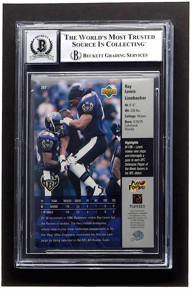 Ray Lewis Signed 1997 Upper Deck #257 (BGS) - Beckett Witnessed | Autograph Graded Beckett (BGS) 10