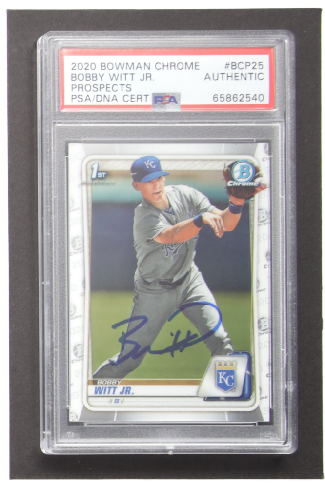 Bobby Witt Jr. Signed 2020 Bowman Chrome Prospects #BCP25 (PSA) - Rookie Card