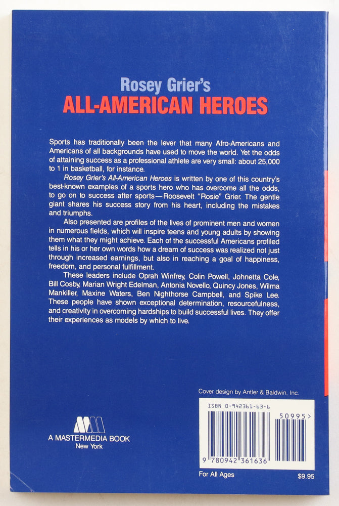 Rosey Grier Signed (PSA) "All-American Heroes" Paperback Book Inscribed "U R A Winner"