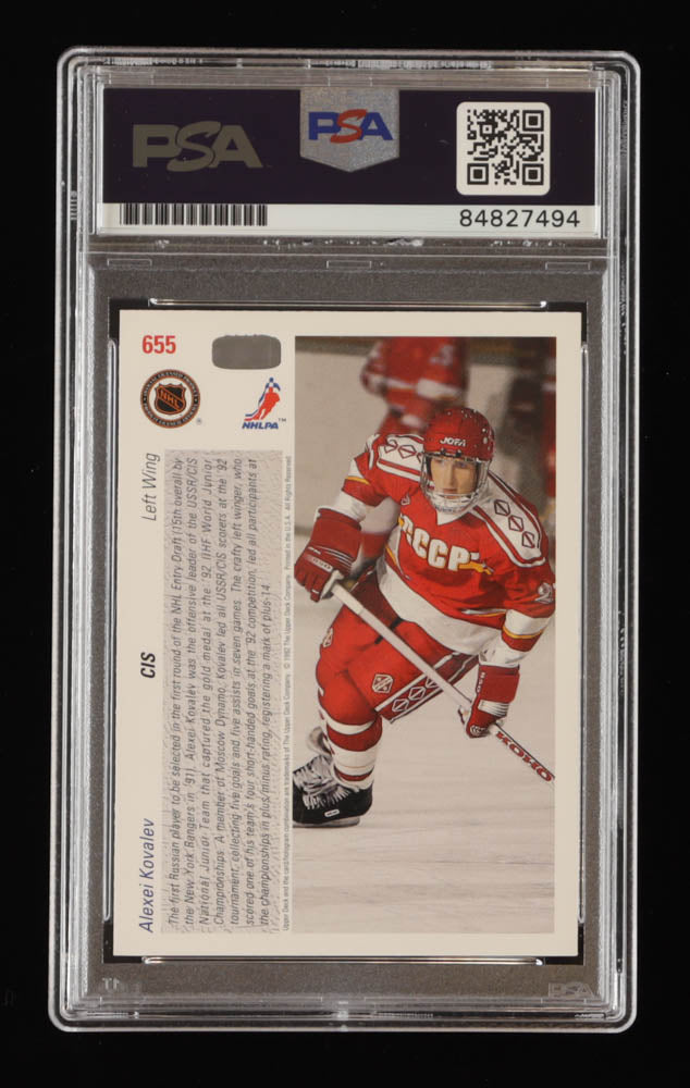 Alexei Kovalev Signed 1991-92 Upper Deck #655 RC (PSA) - Rookie Card | Autograph Graded (PSA) 10