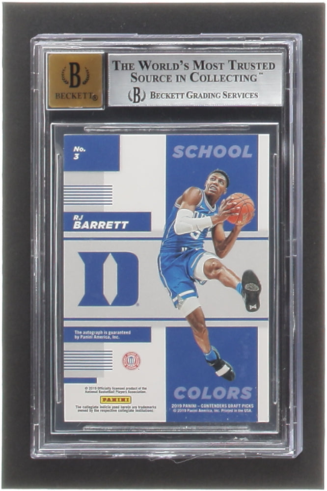 RJ Barrett 2019-20 Panini Contenders Draft Picks School Colors Signatures Cracked Ice #3 #19/23 RC (BGS 9) - Autograph Graded (BGS) 10 - Rookie Card