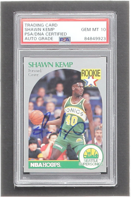 Shawn Kemp Signed 1990-91 Hoops #279 RC - Autograph Graded (PSA) 10 - Rookie Card