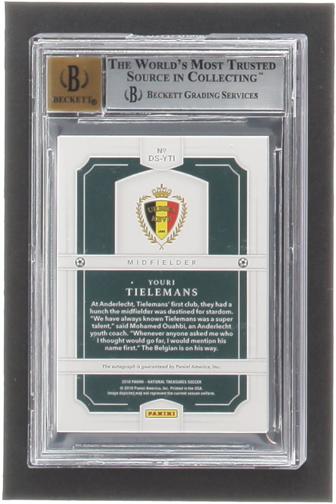 Youri Tielemans 2018 Panini National Treasures Debut Signatures Photo Variations #21 #15/99 RC (BGS 9) - Autograph (BGS) 10 - Rookie Card