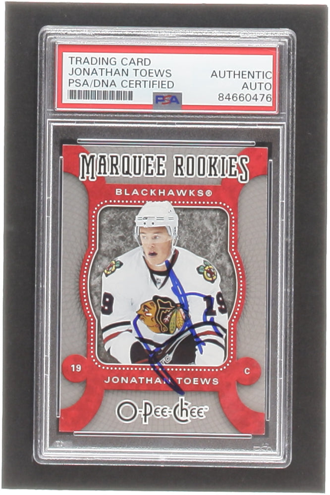 Jonathan Toews Signed 2007-08 O-Pee-Chee #517 RC (PSA) - Rookie Card