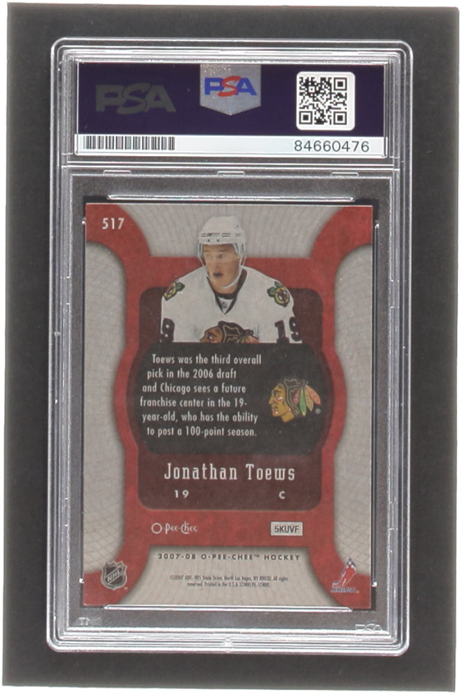 Jonathan Toews Signed 2007-08 O-Pee-Chee #517 RC (PSA) - Rookie Card