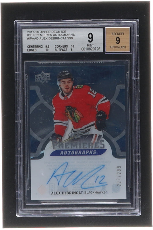 Alex DeBrincat 2017-18 Upper Deck Ice Ice Premieres Autographs #IPAAD - #227/299 - RC (BGS 9) - Autograph Graded (BGS) 9 - Rookie Card