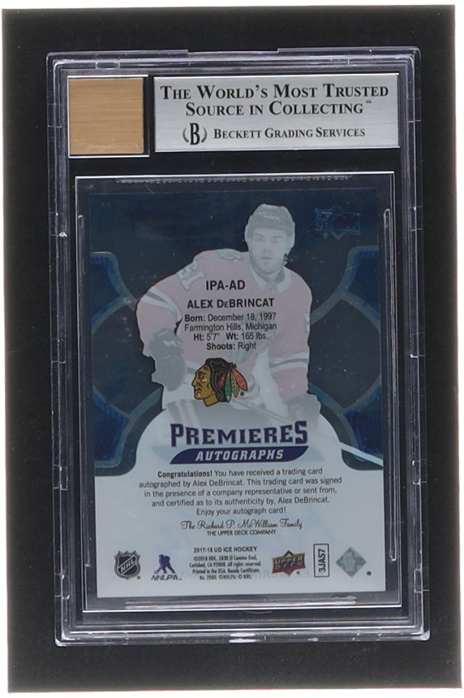 Alex DeBrincat 2017-18 Upper Deck Ice Ice Premieres Autographs #IPAAD - #227/299 - RC (BGS 9) - Autograph Graded (BGS) 9 - Rookie Card