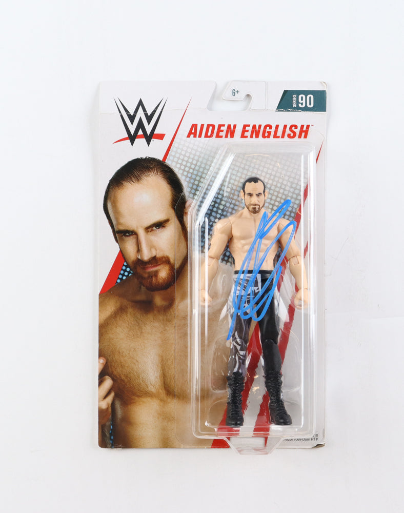 Aiden English Signed (PSA) WWE Series #90 Action Figure with Original Packaging - PSA In-The-Presence