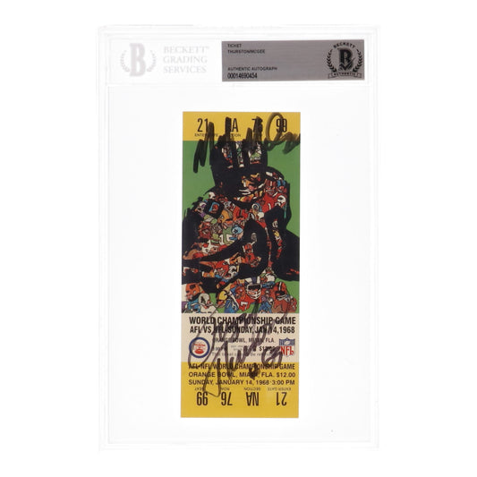 Fuzzy Thurston & Max McGee Signed 1968 Super Bowl II Game Ticket Stub (BGS)