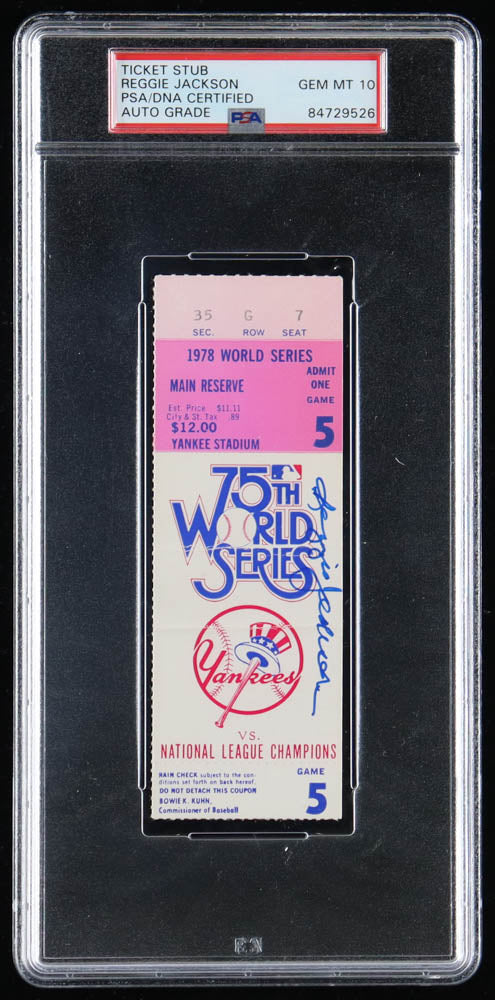 Reggie Jackson Signed 1978 World Series Game 5 Ticket (PSA) Autograph Graded (PSA) 10