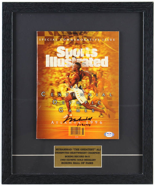 Muhammad Ali Signed (PSA) Custom Framed 1996 "Sports Illustrated" Magazine Inscribed "1-20-97"