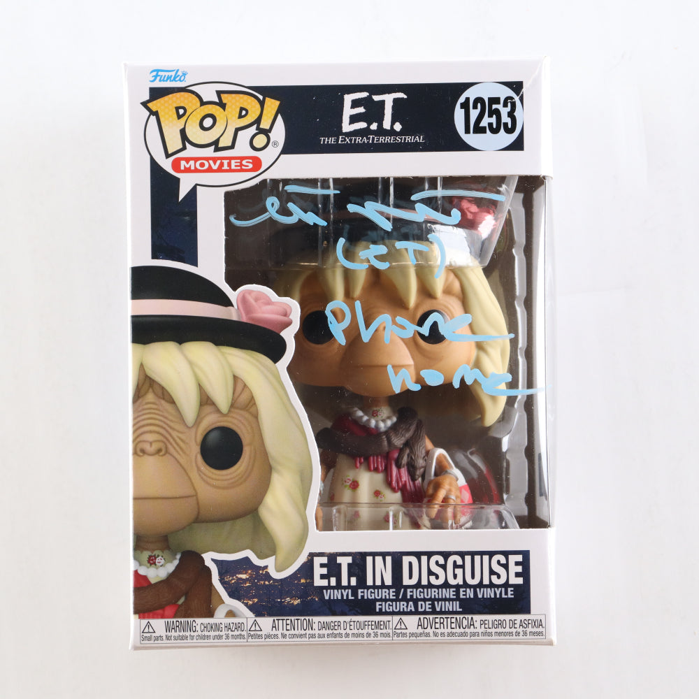 Matthew Demeritt Signed (Beckett) "E.T.: The Extra Terrestrial" #1253 E.T. In Disguise Funko Pop! Vinyl Figure Inscribed "ET Phone Home" - Beckett Witnessed