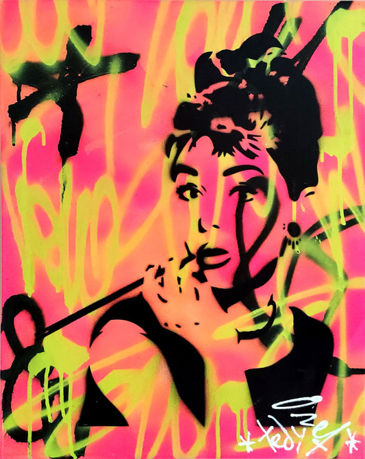 Tadas Zaicikas Signed (Zaicikas) "POP_Audrey Hepburn" 16x20 Custom Canvas Painting - TedyZet