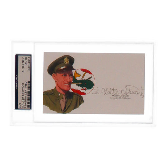 Walter T. Stewart Signed Cut (PSA) - WWII B-24 Liberator