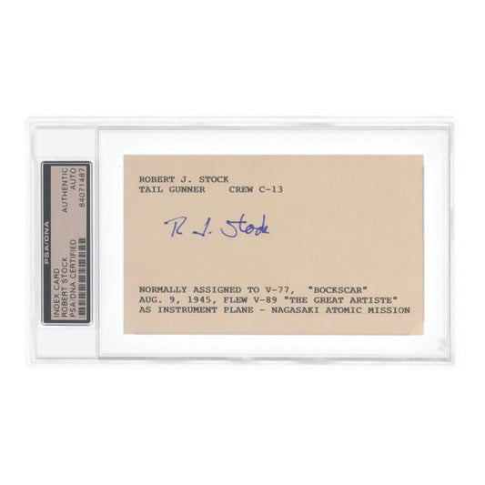 Robert J. Stock Signed Cut (PSA) - WWII 393rd Bombardment Squadron - Bockscar