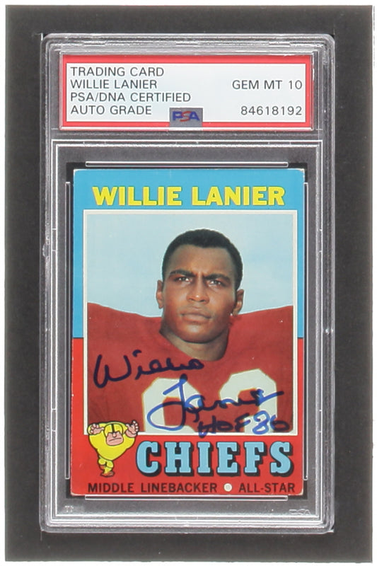 Willie Lanier Signed 1971 Topps #114 RC - Autograph Graded PSA 10 - Rookie Card