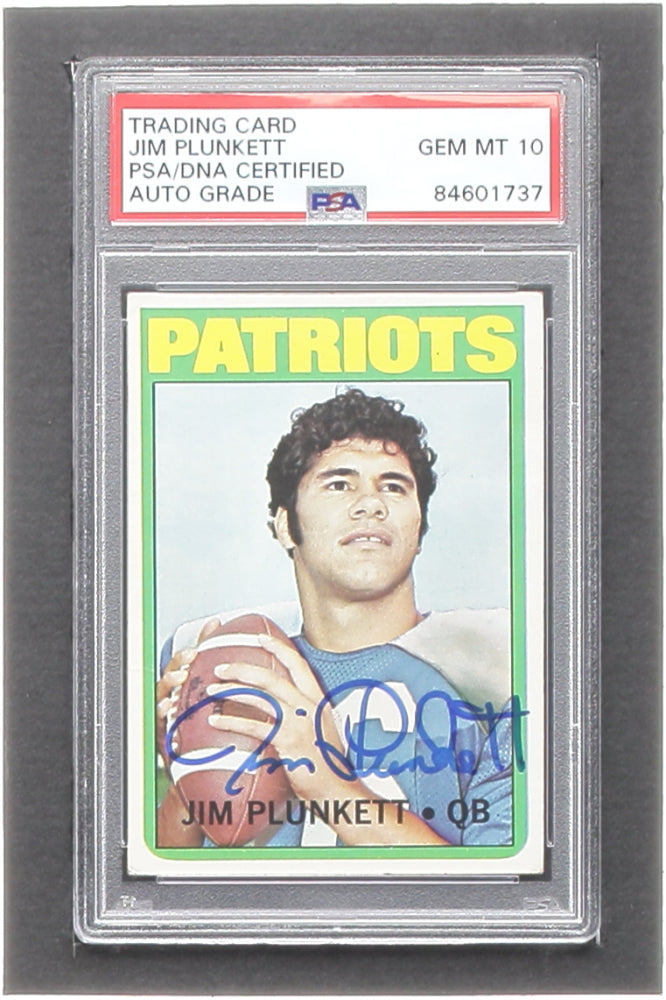 Jim Plunkett Signed 1972 Topps #65 RC - Auto Graded PSA 10 - Rookie Card