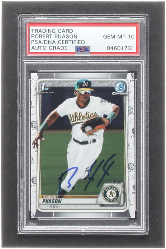 Robert Puason Signed 2020 Bowman Chrome Prospects #BCP145 RC (PSA) Auto PSA 10 - Rookie Card