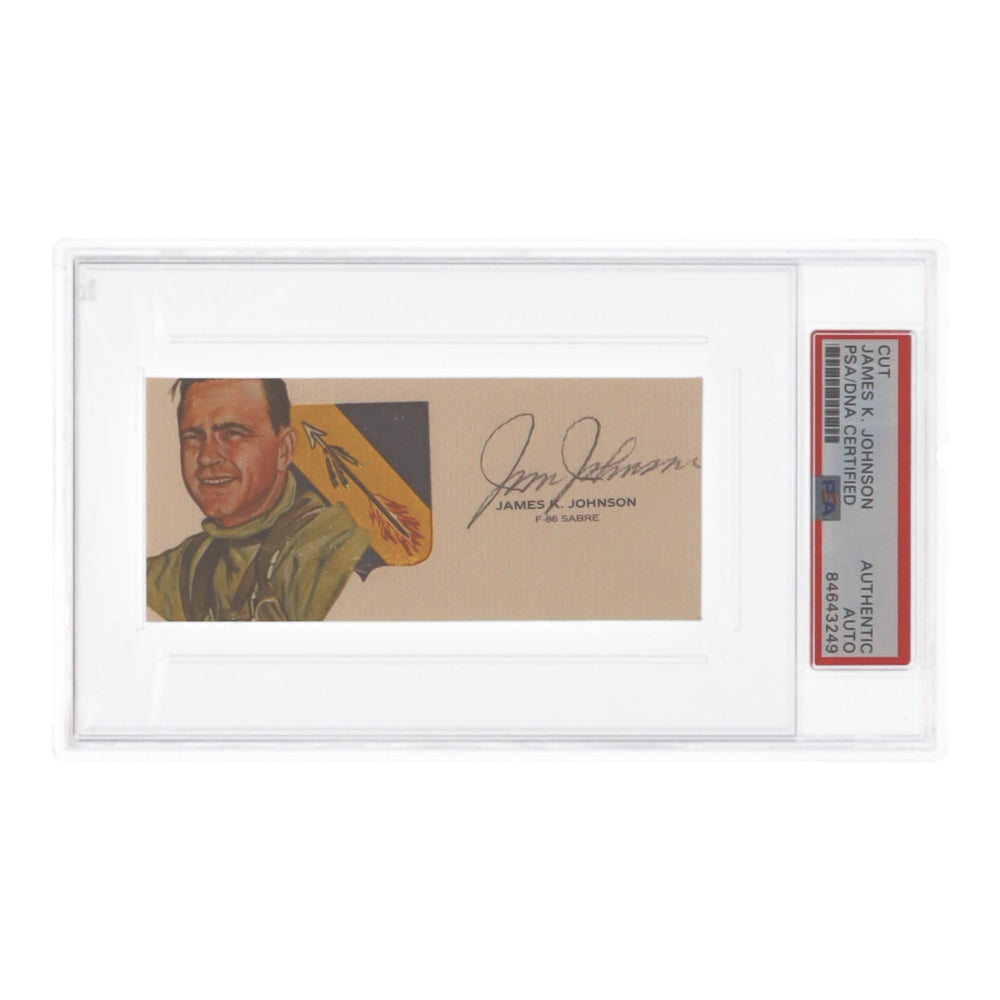 James K. Johnson Signed 2x5 Index Card (PSA) - USAAF WWII