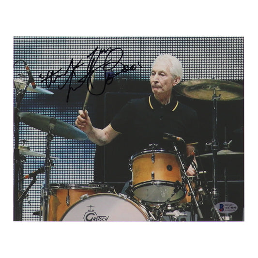 Charlie Watts Signed (Beckett) "The Rolling Stones" 8x10 Photo - Drummer