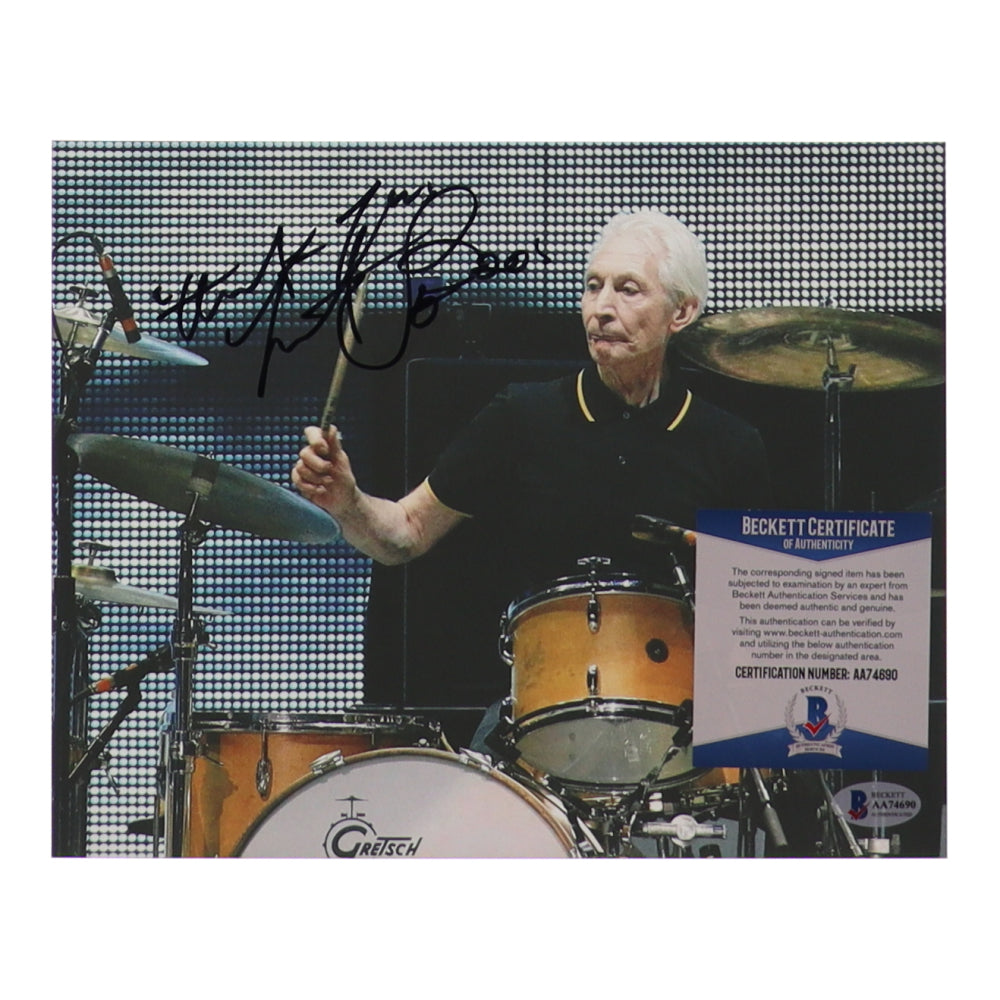 Charlie Watts Signed (Beckett) "The Rolling Stones" 8x10 Photo - Drummer